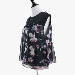 NWT Rebecca Minkoff Size M Lanzy Blouse Floral Rose Print Black